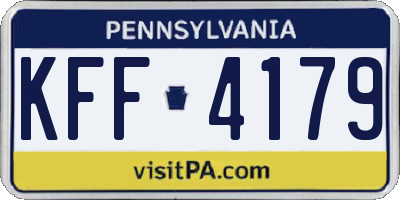PA license plate KFF4179