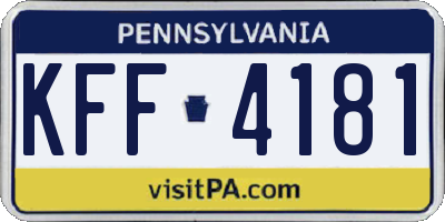 PA license plate KFF4181