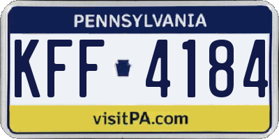 PA license plate KFF4184