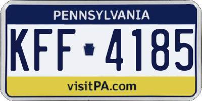 PA license plate KFF4185
