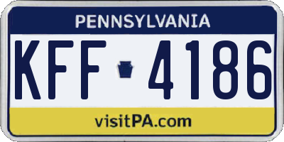 PA license plate KFF4186
