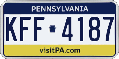 PA license plate KFF4187