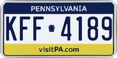 PA license plate KFF4189