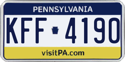 PA license plate KFF4190