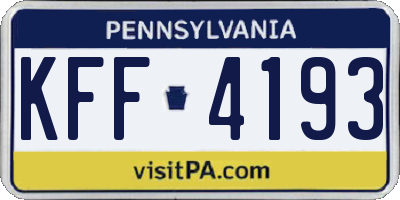 PA license plate KFF4193