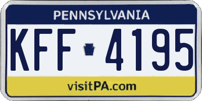 PA license plate KFF4195
