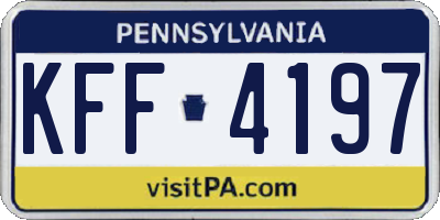 PA license plate KFF4197