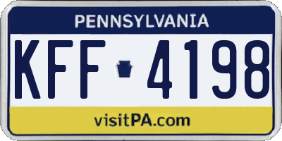 PA license plate KFF4198