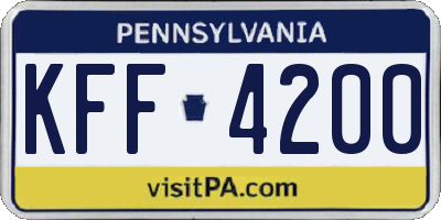 PA license plate KFF4200