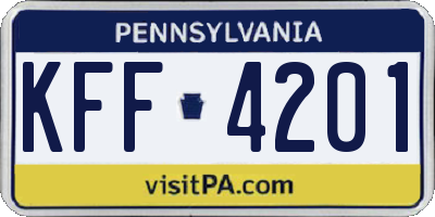 PA license plate KFF4201