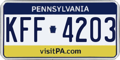 PA license plate KFF4203
