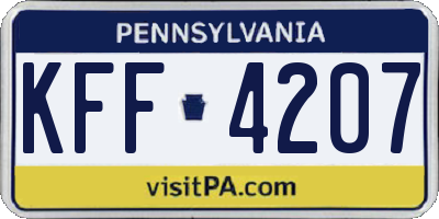 PA license plate KFF4207