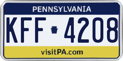 PA license plate KFF4208