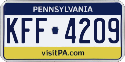 PA license plate KFF4209