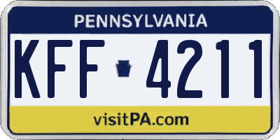 PA license plate KFF4211