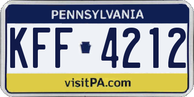 PA license plate KFF4212