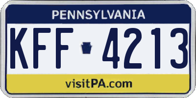 PA license plate KFF4213