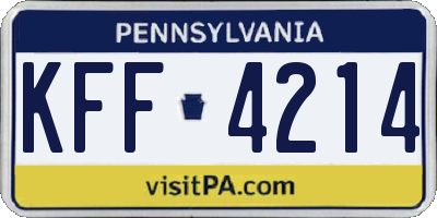 PA license plate KFF4214