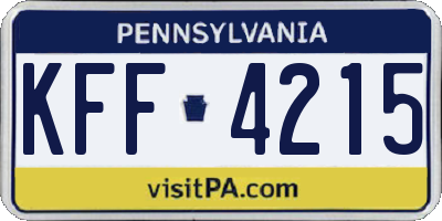 PA license plate KFF4215