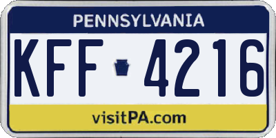 PA license plate KFF4216