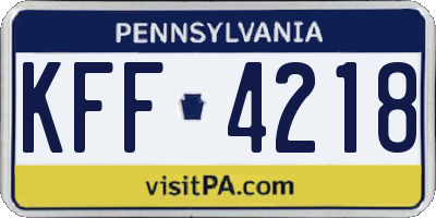 PA license plate KFF4218