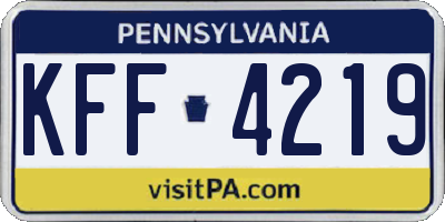PA license plate KFF4219