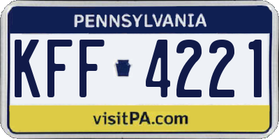 PA license plate KFF4221