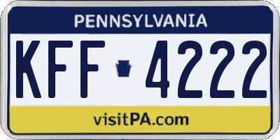 PA license plate KFF4222