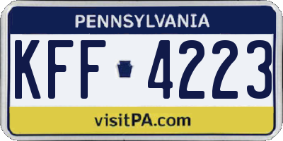 PA license plate KFF4223