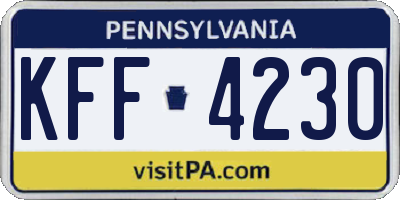 PA license plate KFF4230