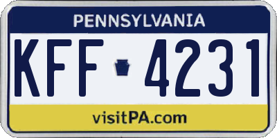 PA license plate KFF4231