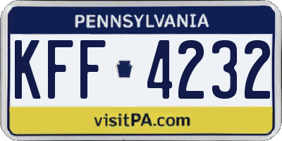 PA license plate KFF4232
