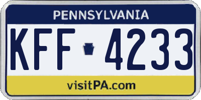 PA license plate KFF4233
