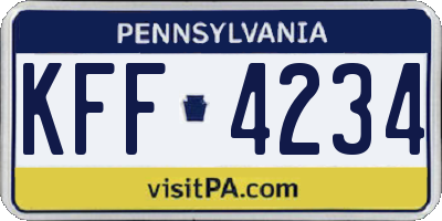 PA license plate KFF4234