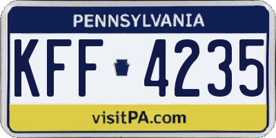PA license plate KFF4235