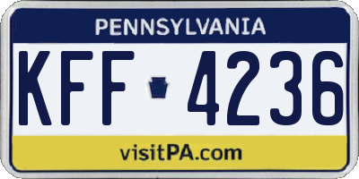 PA license plate KFF4236