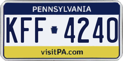 PA license plate KFF4240