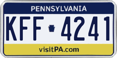 PA license plate KFF4241