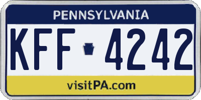 PA license plate KFF4242