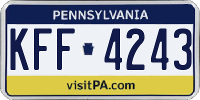PA license plate KFF4243