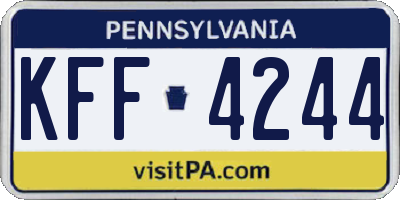 PA license plate KFF4244