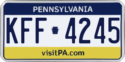 PA license plate KFF4245