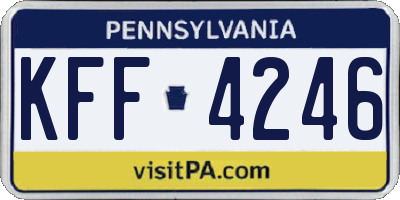 PA license plate KFF4246