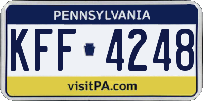 PA license plate KFF4248