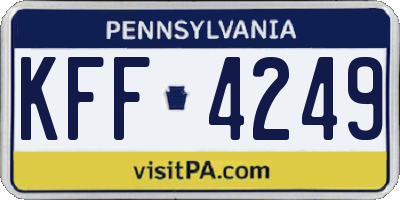 PA license plate KFF4249