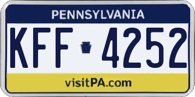 PA license plate KFF4252