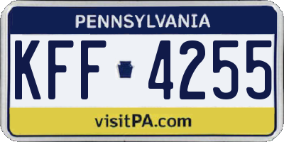 PA license plate KFF4255