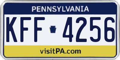 PA license plate KFF4256