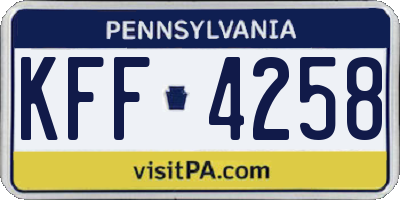 PA license plate KFF4258