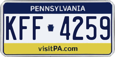 PA license plate KFF4259